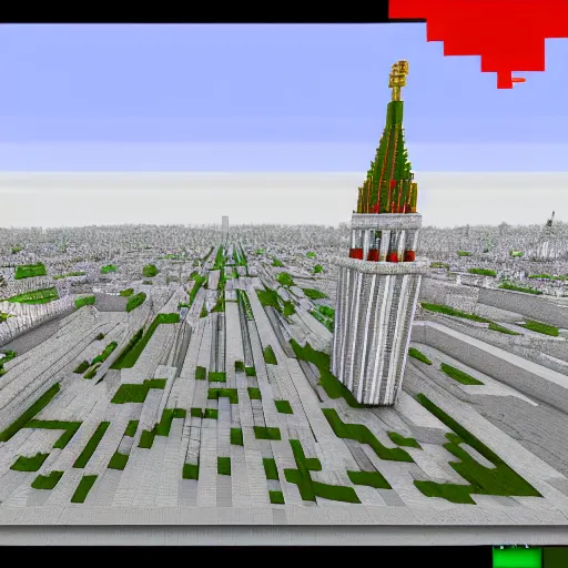 Image similar to moscow in minecraft, raytracing shaders