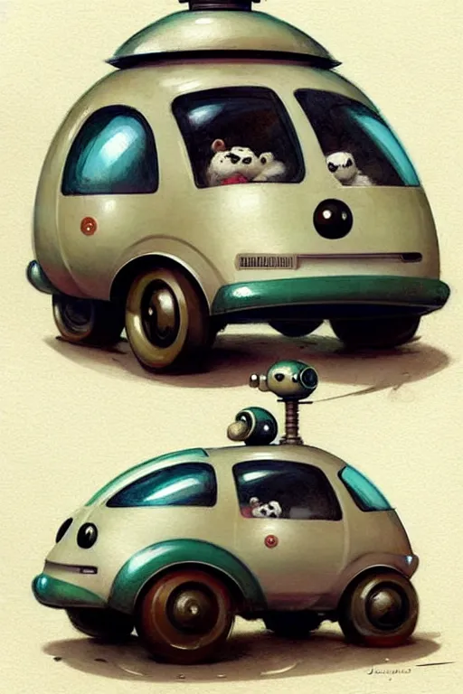 Image similar to ( ( ( ( ( 1 9 5 0 s retro future android robot fat robot panda wagon. muted colors., ) ) ) ) ) by jean - baptiste monge,!!!!!!!!!!!!!!!!!!!!!!!!!