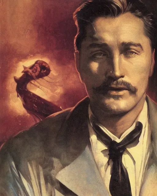 Prompt: Errol Flynn as a scientist. 1980s dystopian Soviet Russia, propaganda screens. Unreal engine, fantasy art by Greg Rutkowski, Gustave Courbet, Rosa Bonheur, Edward Hopper, Ilya Yefimovich Repin, Jean-François Millet, Andrew Newell Wyeth. Faithfully depicted facial expression, perfect anatomy global illumination, radiant light, detailed and intricate environment