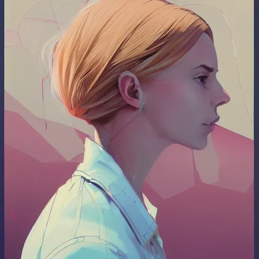 Image similar to Beautiful girl with blond hair profile picture by Greg Rutkowski, asymmetrical, Organic Painting , Matte Painting, geometric shapes, hard edges, street art, trending on the artstation:2 by Sachin Teng:4