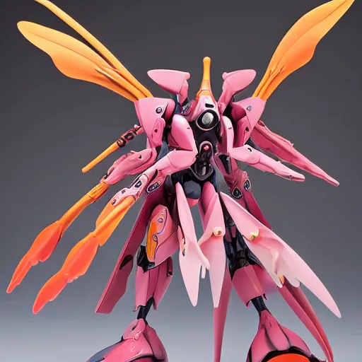 Image similar to futuristic nymphaea mecha sazabi waterlily upper body, sepals forming helmet, floral details, nymphaea, 8 k hd resolution, barbatos gundam with floral inlay, bandai box art, star wars, makoto kobayashi, frank gehry, raymond swanland