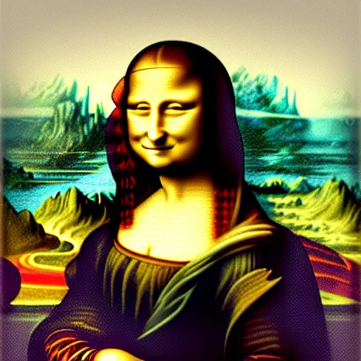 Image similar to mona lisa evil grin, digital painting