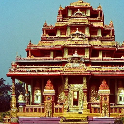 Prompt: a highly detailed beautiful temple by raghu rai's work