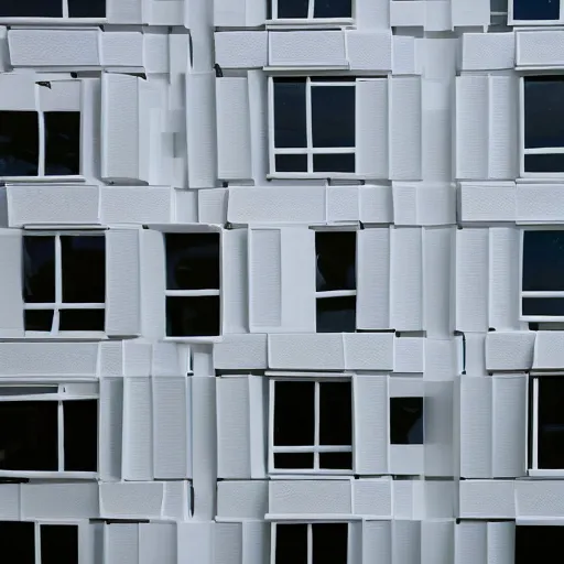 Image similar to flooded building entirely made of white tiles, liminal space, surreal, minimalist architecture,