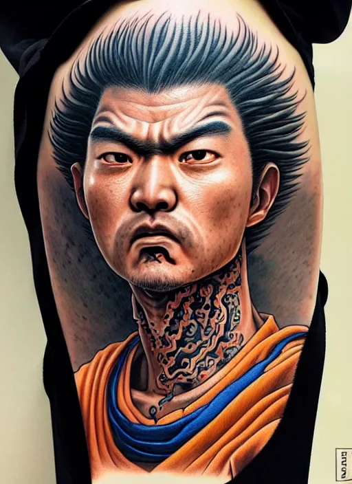 Prompt: highly detailed portrait of sangoku, photographic realistic background, by greg rutkowski, by greg tocchini, by joe fenton, by nikkohurtado, by den _ yakovlev, by niki 2 3 gtr, by sivak _, by tonysantos _ tattoo, trending on instagram, award winning details, textured paper