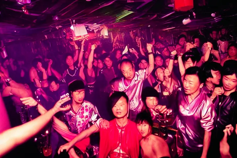 Image similar to a middle aged chinese dj in a nightclub. by david lachapelle