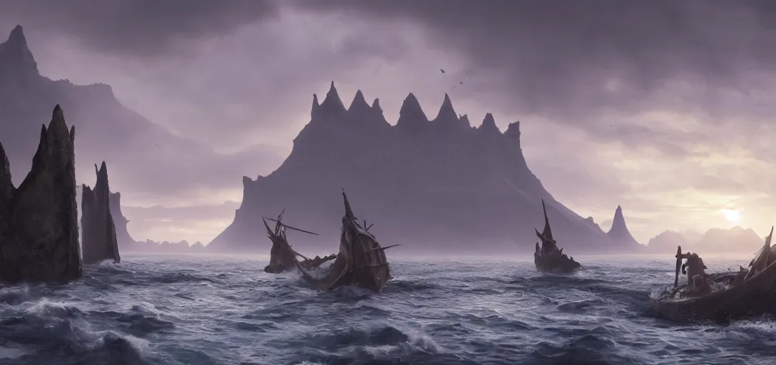 Prompt: vikings landing on the shore of iceland, dramatic lighting, cinematic, establishing shot, extremely high detail, photo realistic, cinematic lighting, post processed, concept art, artstation, matte painting, blizzard studio, wow, style by eddie mendoza, raphael lacoste, alex ross