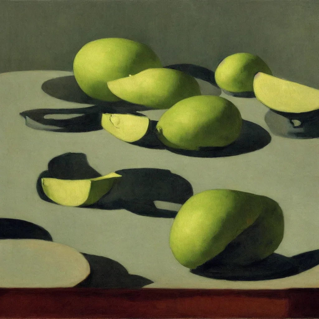 Prompt: a still life of one melon by Edward Hopper