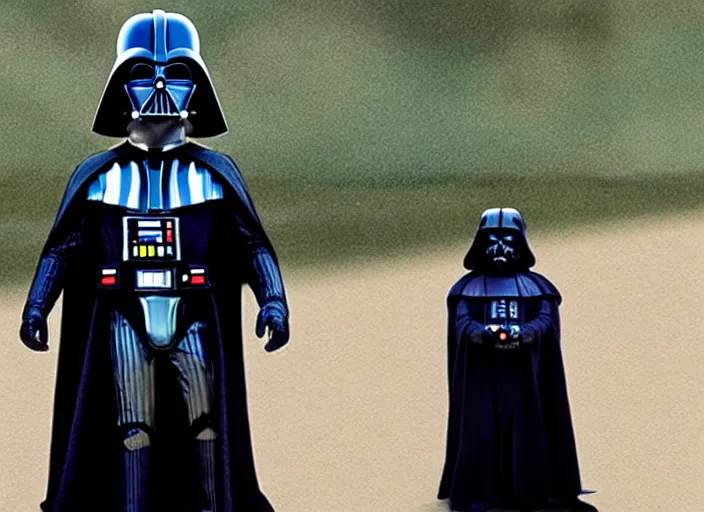 Prompt: film still of Darth Vader does success kid pose in the new Star Wars movie, 4k