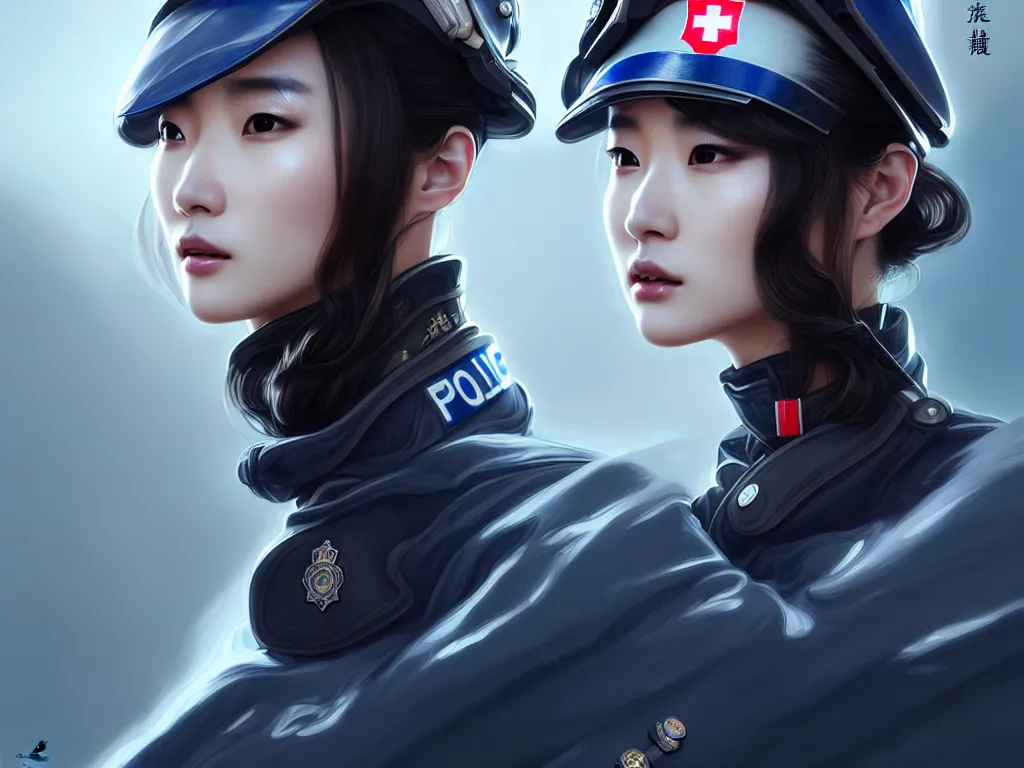 Prompt: portrait futuristic swiss police uniform female yang mi, at future neon light rooftop, ssci - fi and fantasy, intricate and very very beautiful and elegant, highly detailed, digital painting, artstation, concept art, smooth and sharp focus, illustration, art by tan zi and ayanamikodon and alphonse mucha and wlop