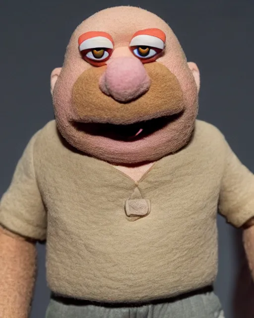 Image similar to hank schrader as a muppet. highly detailed felt. hyper real photo. 4 k.