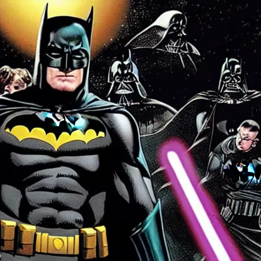 Prompt: batman falls to the dark side in star wars 2 0 0 5