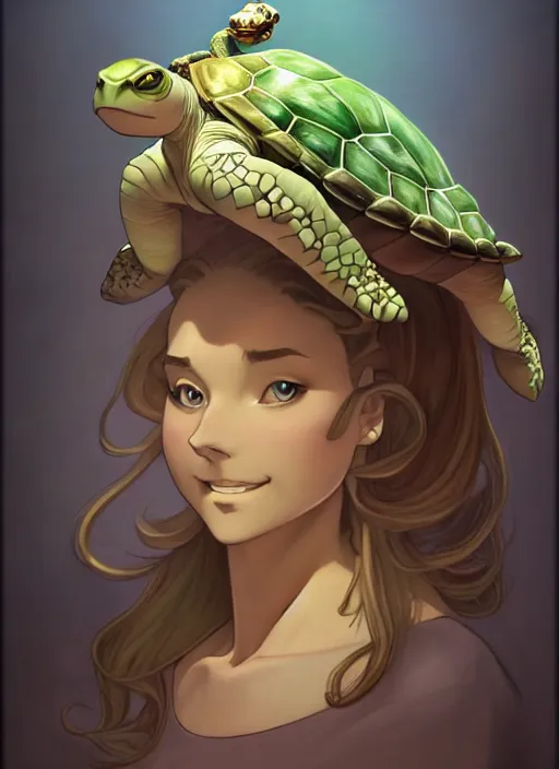 Image similar to elegant fantasy turtle with a horses head. natural lighting, path traced, highly detailed, high quality, digital painting, by don bluth and ross tran and studio ghibli and alphonse mucha, artgerm