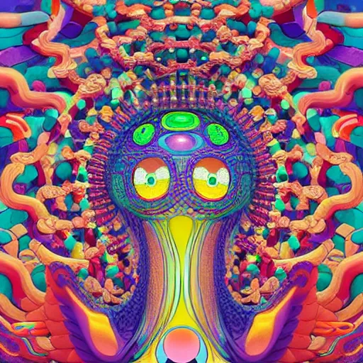 Image similar to a portrait of a quetzalcoatl by takashi murakami, beeple and james jean, aya takano color style, 4 k, super detailed