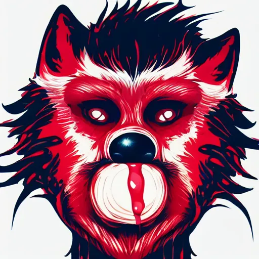 Image similar to wolfman with red liquid on his mouth, digital art, pastel, colorful, sticker, vector art