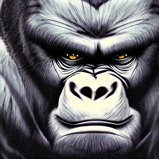 Image similar to an anime gorilla, 4 k, landscape, high resolution, illustration, anime, manga