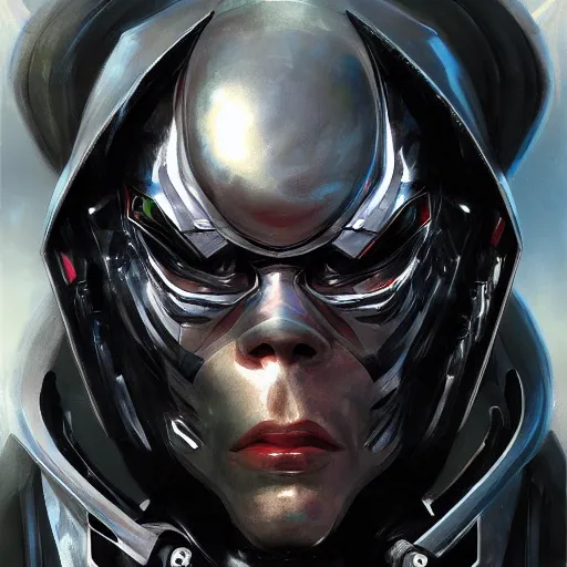 Image similar to robot villain from the future by raymond swanland, highly detailed