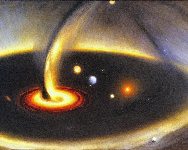 Prompt: painting of a black hole by John Singer Sargent