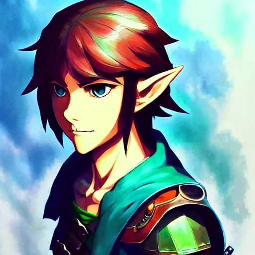 Image similar to link from the legend of zelda, portrait shinkai makoto studio ghibli studio key hideaki anno sakimichan stanley artgerm lau rossdraws james jean marc simonetti elegant highly detailed digital painting artstation pixiv