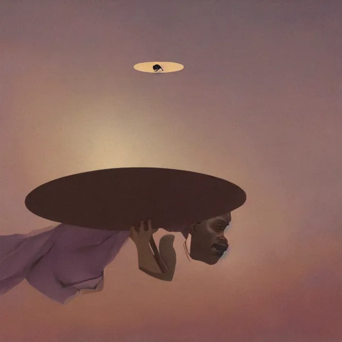 Image similar to UFO hovering over an African Jesus ,painting by Hsiao-Ron Cheng,