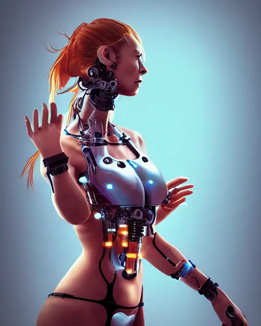Image similar to woman with six cybernetic arms, trending on artstation