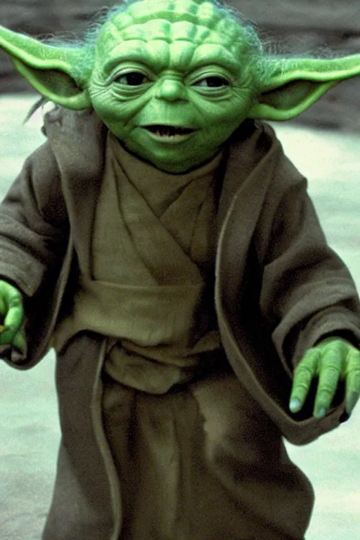 Image similar to yoda big toothy smile wearing a suit