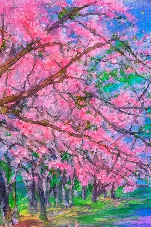 Image similar to Hanami flowers in impressionism style