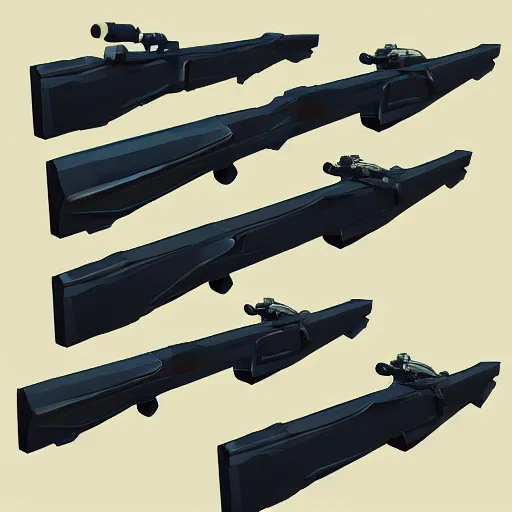 Image similar to double barrel shotgun, low poly artstation