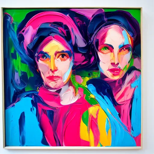 Prompt: a portrait of two beautiful 3 0 year old sisters in a scenic environment by francoise nielly