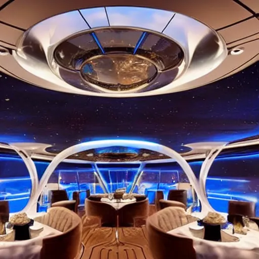 Image similar to a luxury cruise ship in space