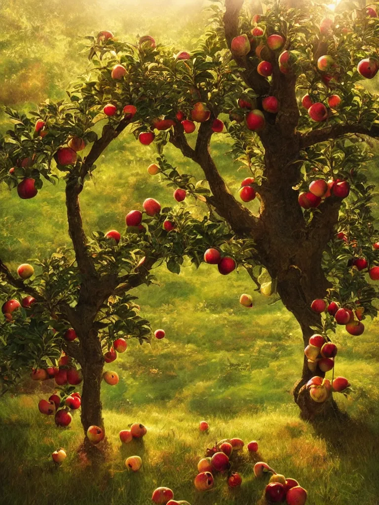 Prompt: picking apples by disney concept artists, blunt borders, rule of thirds, golden ratio, godly light, beautiful!!!