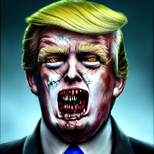 Prompt: portrait of donald trump as a zombie, 7 days to die zombie, fine art, award winning, subtle colors, intricate, elegant, sharp focus, cinematic lighting, digital painting, 8 k concept art, art style of michael hussar, art style of brom, art style of z. w. gu, 8 k