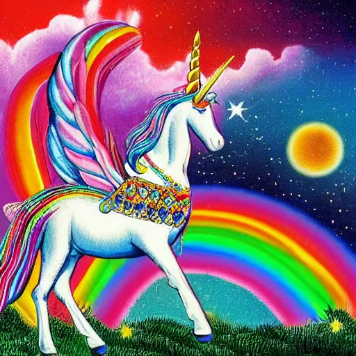 Prompt: a timemachine made of several unicorns woven together like a basket. the unicorn's fur is iridescent like a peacocks. from the universe of rainbow brite