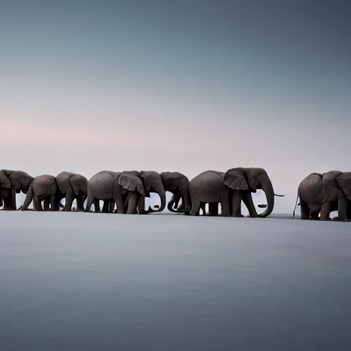 Image similar to an elephant herd in a vast plain, cinematic lighting, national geographic photography, masterpiece, wide angle, canon eos r 3, f / 1. 4, iso 2 0 0, 1 / 1 6 0 s, 8 k, raw, unedited, symmetrical balance