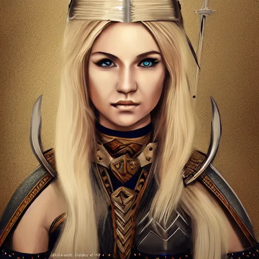 Prompt: blonde viking warrior princess, digital art, trending on artstation