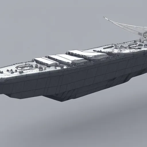 Image similar to a new capital ship design for the first order. 3 d render. hyper detailed.