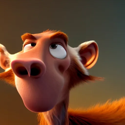 Image similar to a high resolution render symetric of a happy qukka on ice age 3 movie, octane render blender k