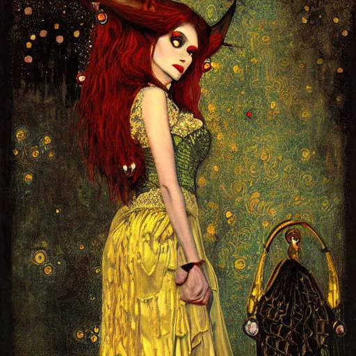 Image similar to A beautiful painting of a lady vampire, steampunk, dracula, soft light, cinematic, klimt