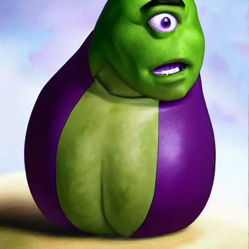 Image similar to thanos as an eggplant with eggplant features with the face of thanos, realistic, hyperrealistic, ultra realistic, real, real world, highly detailed, very detailed, extremely detailed, intricate details, 8 k resolution, hd quality