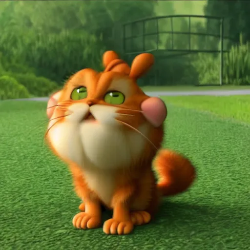 Image similar to garfield the cat as a pokemon, cgi