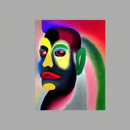 Image similar to random background; painting of a face by Kandinsky with smooth gradients; 3d unreal engine, 4k 3d render