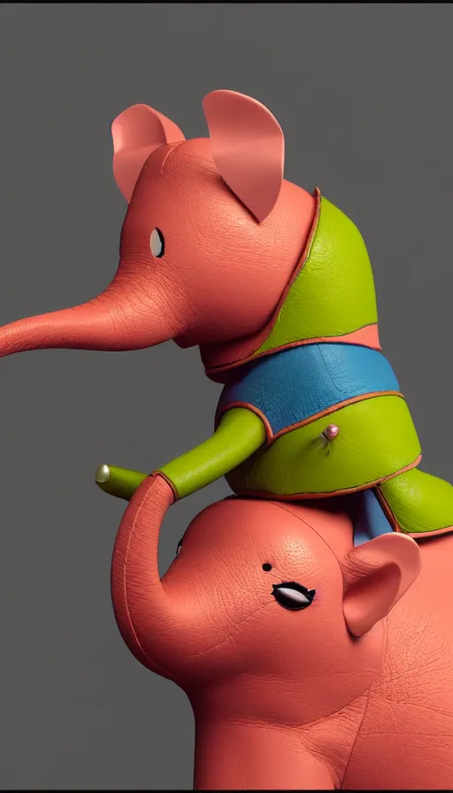 Prompt: A pink elephant with a piercing in his trunk wearing a orange green mohawk and a leather jacket on which a mouse is printed. perfectly-centered-photograph of a pink elephant, film still, dynamic action pose, insane detail, intricate, highly detailed, Zeiss Lens, DSLR photography, smooth, sharp focus, Unreal Engine 5, Octane Render, Redshift, 8K