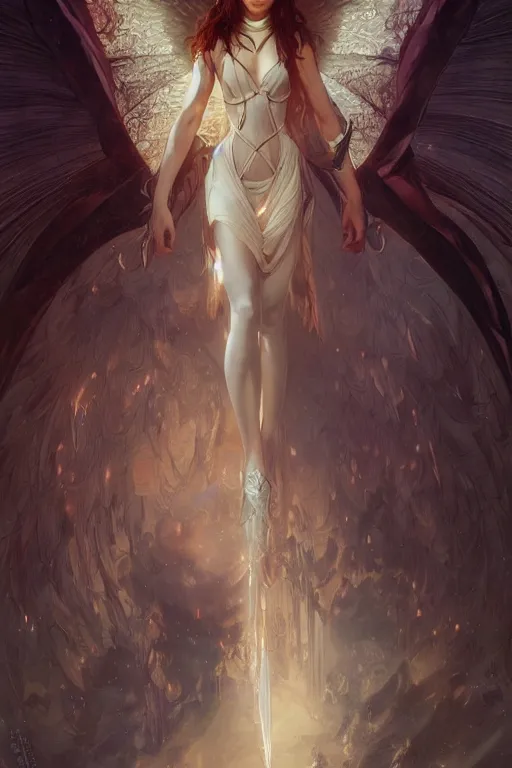 Prompt: Dying for an angel, fantasy, anime, sci fi , intricate, elegant, highly detailed, digital painting, artstation, concept art, smooth, sharp focus, illustration, art by artgerm and greg rutkowski and alphonse mucha