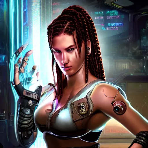 Prompt: high quality portrait of Kerrigan from starcraft in a cyberpunk cyberpunk cyberpunk cafe, realism, 8k, award winning photo