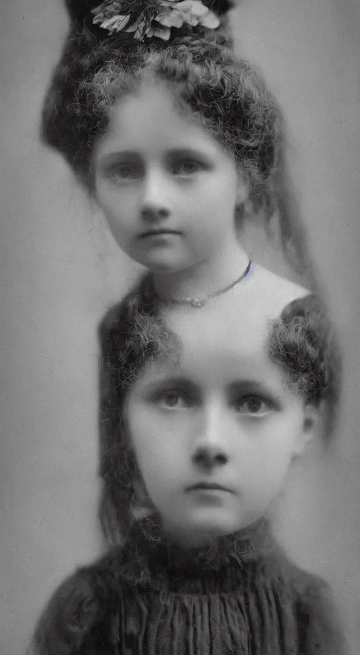 Prompt: old photo of beautiful victorian girl, symmetrical face, 8k, high quality
