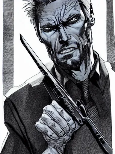 Image similar to clint eastwood as logan by leinil francis yu, detailed, hyper-detailed