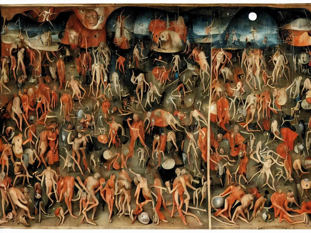 Image similar to a world of flesh in contrasting colors, nervous system cells, shiny flesh colored walls that are alive, loss of molecular cohesion, hieronymous bosch,