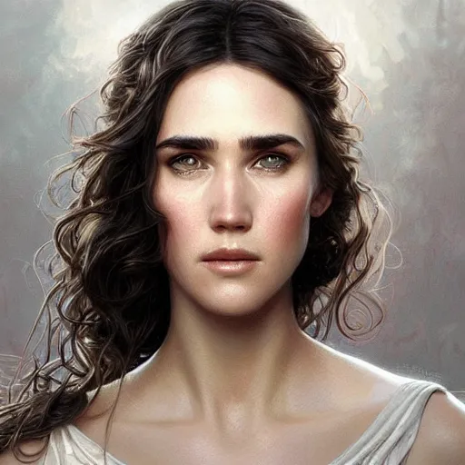 Image similar to ultra realistic illustration, jennifer connelly, intricate, elegant, highly detailed, digital painting, artstation, smooth, sharp focus, art by artgerm and greg rutkowski and alphonse mucha