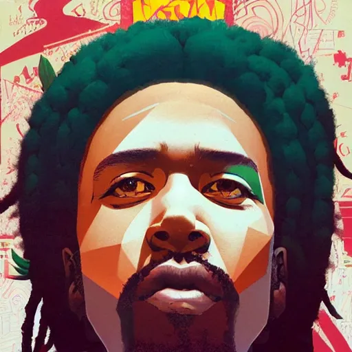 Prompt: Hightimes magzine Dreadlock Rasta cover by Sachin Teng, asymmetrical, Matte Painting ,paint pour smoke, geometric shapes, marijuana, hard edges, energetic, graffiti, street art:2 Masterpiece, high detail, by Sachin Teng:4