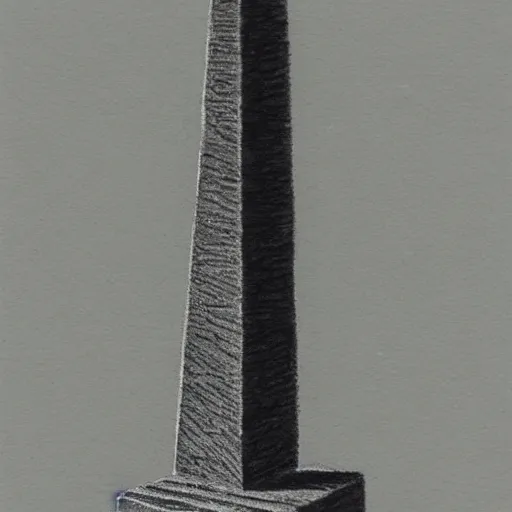 Prompt: obelisk, good vibrations, ballpoint pen : : 2. 5 - dimensional : : charred